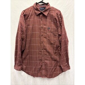 Daniel Cremieux Shirt Men's Large Red Plaid Long Sleeve Button 100% Cotton